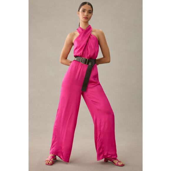 Anthropologie DOLAN Satin Halter Jumpsuit - Medium Petite...